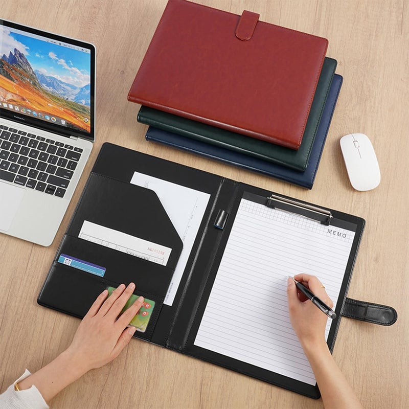 Lukdin Faux Leather Portfolio with Clipboard – A4/Letter Size Legal Pad Holder, Resume Organizer and Writing Folder, Professional Business Conference Office Padfolio(red) - Image 3